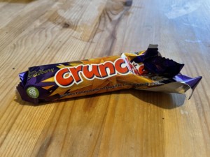 A half eaten Cadbury’s Crunchie chocolate bar